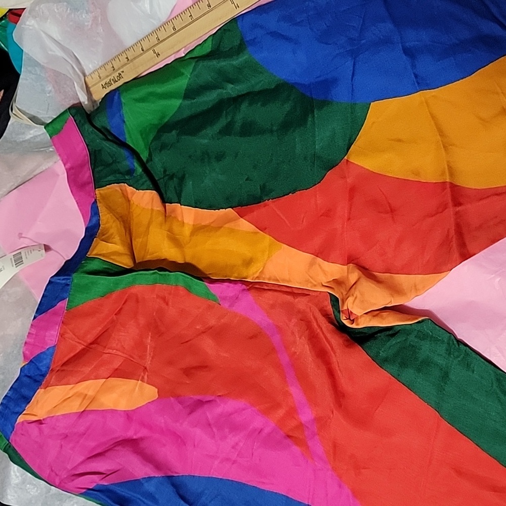 NWT Farm Rio Colorful Abstract Art Leaves Flared Viscose Pants Anthropologie - Picture 6 of 9
